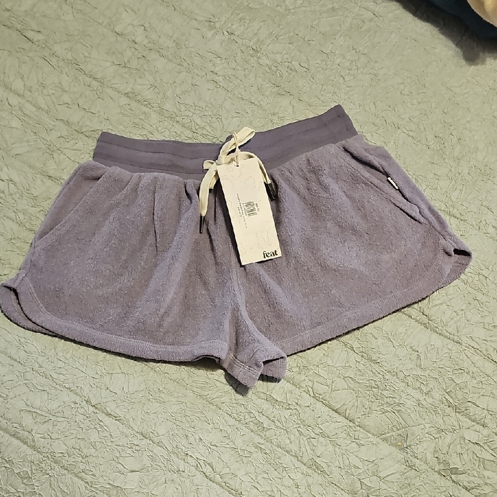 Feat Lavender Terry Athletic Shorts with Elastic Drawstring Waist
